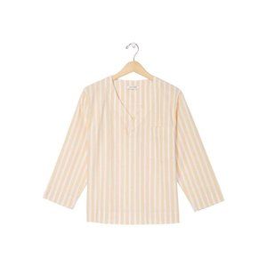 NWT Club Monaco Women's Easy Popover Stripped Shirt Size XS in Tan/Honey $140